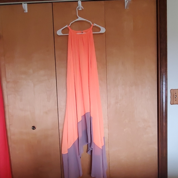 Coral and grey halter dress - Picture 1 of 2